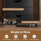 7 Drawer File Cabinet, Mobile Filing Cabinet w/Universal Wheels, Wood Printer Stand with Storage, Rolling File Cabinets for Home Office, Living Room, Bedroom (Rustic Brown, 7 Drawers)