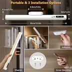 Battery Powered Operated Wall Strip Lights, Motion Sensor LED Light Bar Indoor, Rechargeable Magnetic Under Cabinet Lighting Wireless with Remote Control for Desk Mirror Closet – White
