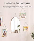 FONDAZZA Gold Arched Wall Mirror 13”x19”-Vintage Hanging Mirror with Chain, Decorative Brass Mirror for Entryway, Bathroom, Bedroom&Living Room, Small Antique Gold Wall Mirror
