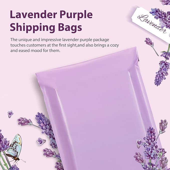 Fuxury Poly Mailers 12x15.5 Inch 500 Pcs, Bulk Shipping Bags for Clothing, Strong Adhesive Shipping Envelopes for Small Business Suppliers,Waterproof Mailers Poly Bags Mailing Envelopes Light Purple