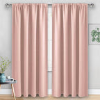 JIUZHEN Blackout Curtains for Bedroom - 70 x 84 Inch Extra Wide Privacy Assured Thermal Insulated Room Darkening Room Divider Curtain Cover for Living Room, Set of 2 Panels with Tiebacks, Blush Pink
