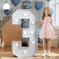 Marquee Numbers 3 Feet Tall Big Light Up Numbers 3rd 13th 30th Happy Birthday Decorations White Anniversary Party Decor Large Cardboard Prop Backdrop Sign 3