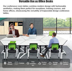 Conference Table,6 Pack Foldable Conference Room Table,47.2in Rolling Meeting Seminar Table with Casters,Business Mobile Training Tables for 6-8 People,Modern Seminar Boardroom Tables for Office