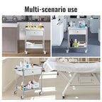 VEVOR Stainless Steel Utility Cart with Wheels - Medical/Dental Lab Cart - 2 Shelves/1 Drawer