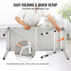 VEVOR Folding Portable Bar Table, Tradeshow Podium Table for Indoor, Outdoor, Party, Picnic, Exhibition, Includes Carrying Case, Storage Shelf and Black Skirt, 38.39" x 15.16" x 34.25"