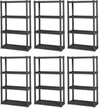 Sterilite 6-Pack 4 Shelf Unit, Heavy-Duty Shelving Storage and Utility Rack - Standing Plastic Organizer Shelves for Kitchen, Bathroom, and Garage