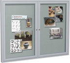 Ghent 36"x60" 2-Door Outdoor Enclosed Vinyl Bulletin Board, Shatter Resistant, with Lock, Satin Aluminum Frame - Silver (PA23660VX-193), Made in The USA