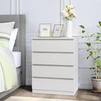 Dresser for Bedroom, Modern Wood Dresser Chest of Drawers, No Handle Storage Cabinet for Girls, Anti-Tipping Device, Living Room, Home Office, Hallway Organizer (White, 4 Drawers)