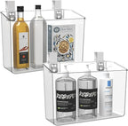 vacane 2 Pack Plastic Over Cabinet Door Organizer with Removable Hooks, Clear Hanging Baskets for Organizing Hanging Holder for Kitchen, Bathroom-Hang Outside or Inside Door-L