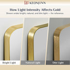 Keonjinn Gold Bathroom Mirrors for Over Sink, 28” x 36” Rounded Rectangle Brushed Gold Vanity Mirror, Anti-Rust Brass Mirror with HD Tempered Glass, Decorative Farmhouse Mirrors, Horizontal/Vertical