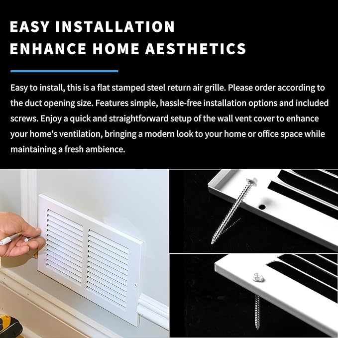 12x8 Vent Cover(Duct Opening Size),Air Return Vent Cover,Flat Vent Cover,Rejillas De Aire Acondicionado para Casa,Return Air Grilles,Outer Dimensions:13.75"Wx9.75"H(12"W x 8"H, Duct Opening)
