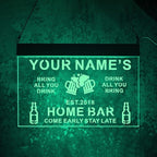 Personalized Acrylic Bar Signs for Home Bar, Custom Name Date Neon Bar Sign, Man Cave LED Bar Light Up Sign, Neon Sign Wall Decor