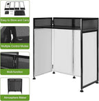 Outdoor Backyard Party Pro DJ Booth Facade+2 Scrims,82.7x44inch Folding DJ Booth DJ Facade Table Station Flat Table for Bars, Music Festivals, Weddings