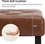 55.5" End of Bed Bench, Modern Leather Button Tufted Bedroom Bench, Upholstered Storage Shoe Bench with Metal Base, Dinning Table Bench for Living Room, Bedroom, Entryway,Brown