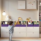 DIMJ Closet Storage Bins 6 Pack - Fabric Storage Baskets for Shelves, Collapsible Clothes Organizer, Trapezoid Shelf Organization Storage Cubes for Purse, Toys, Books, Towel, Clothes, Purple