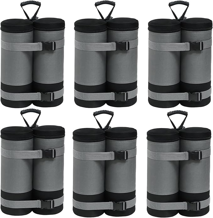 COOS BAY Canopy Weights Set of 6, 270 lbs, Sand Bags for Weight, Sandbag Weights for Canopy Tent Legs, 600D Heavy Duty Gazebo Weights, Sand NOT Included, Gray