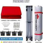 MASTERCANOPY Durable Pop-up Canopy Tent with 1 Sidewall (10'x10', Red)