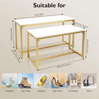 2-Piece Set Metal Shoe Handbag Display Stand, Gold and White Display Stand with 110lbs Load Capacity, Modern Board Storage Rack for Shoes, Handbags, Retail Store, Home Decor