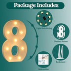 3FT Marquee Numbers, Light Up Numbers 8 for 8th 18th 48th Birthday Decorations, Big Numbers for Party Decorations, Large Light Up Numbers for Party Decor DIY Pre-Cut Foamboad Mosaic Numbers