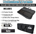 PartyLife Custom Premium Portable Bar Table w/Folding Legs, Black Fabric Bar Skirt, 2 Storage Shelves & 2 Carrying Bags | Commercial Grade | Strong & Sturdy