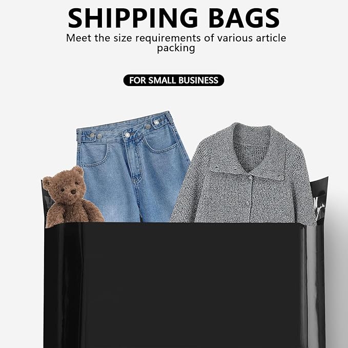 50pcs 19x24" Black Poly Mailers - Self Adhesive Shipping Bags, Waterproof Bulk Packaging for Clothes & E-Commerce