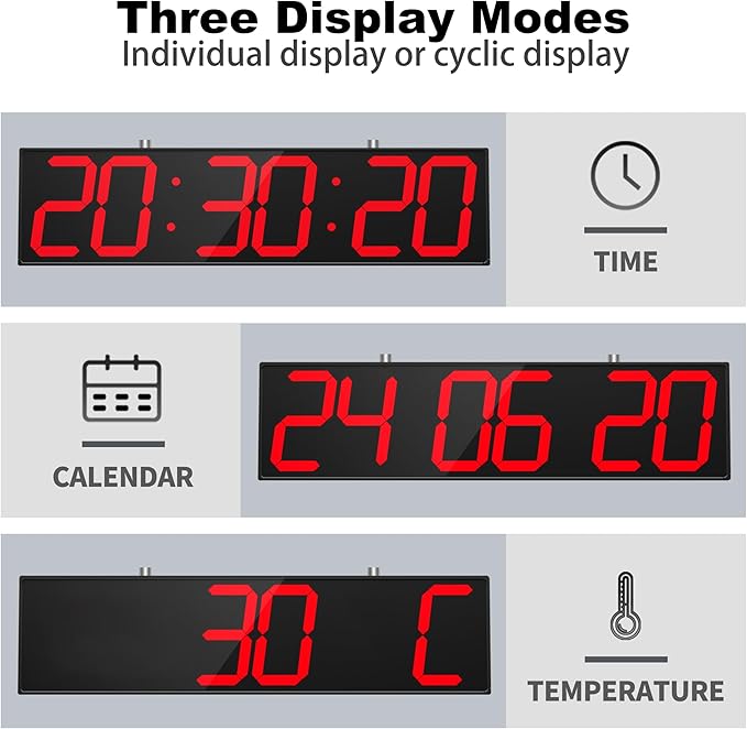 28.5in Double Sided Digital Wall Clock, Multifunctional Led Large Clock with Timer, Temperature and Date Display, Hanging Digital Clock Large Display for Corridors, Hospitals (Red)
