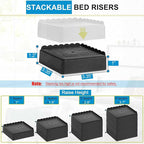 Bed Risers 1 inch, 2 inch, 3 inch, 4 inch Heavy Duty, Adjustable Furniture Riser for Table Desk Couch Sofa Chair Recliner Leg Frame Dorm, Stackable Bed Raisers Blocks (Black 4 Pack, 1+1+1 inch)