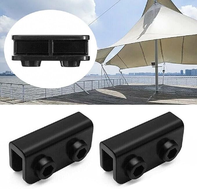 4Pcs 2-Way Pop-up Gazebo Replacement Connector Spare Parts Rectangular Bracket Set Black