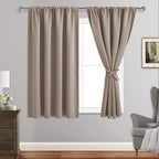JIUZHEN Blackout Curtains for Bedroom - Thermal Insulated Room Darkening Noise Reducing, 52 x 45 Inch Length Curtains for Living Room, Set of 2 Panels with Tiebacks, Camel