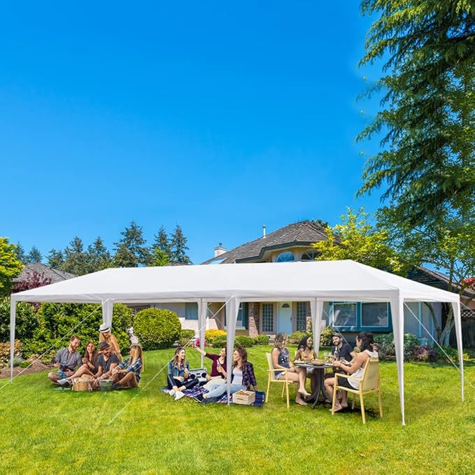 10x30 FT Party Tent, Outdoor Wedding Tents for Parties, Canopy Event Tent Without Removable Sidewalls, Waterproof Gazebo Shelter for Birthday Parties, Weddings, BBQs & Events (10X30FT-0Sides White)