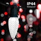 Brightown C9 Christmas String Lights, Red and Pure White Commercia Outdoor Christmas Lights with 150 Strawberry C9 LED Bulbs, Waterproof Extendable UL Certified for Party Holiday Indoor Xmas Decor