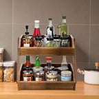 G.a HOMEFAVOR Fruit Basket: 2-Tier Acacia Wood Fruit Bowl for Kitchen, Fruit Stand Storage Holder for Vegetables and Snack Home Kitchen Countertop Organizer (Self-assembly)