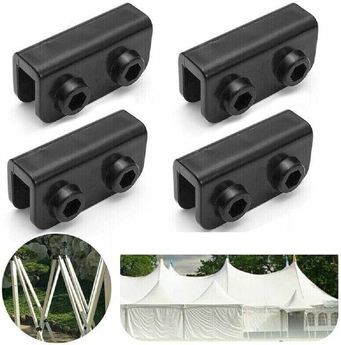 4Pcs 2-Way Pop-up Gazebo Replacement Connector Spare Parts Rectangular Bracket Set Black