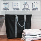 CleverMade Collapsible Laundry Caddy - Gray Stone Gray 2 Pack 64L / 17 Gal - Foldable Storage Organization Container Clothes Room Storage Solution