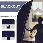 JIUZHEN Blackout Curtains for Bedroom– Thermal Insulated,Noise Reducing Room Darkening Privacy Drapes for Living Room, Set of 2 Panels with Tiebacks, 46 x 54 inch Long, Navy Blue