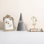 GemeShou Velvet bracelet display stand for selling, grey jewelry bangle holder with golden base, felt bracelet storage organizer for nightstand home decor【Bracelet holder-grey】