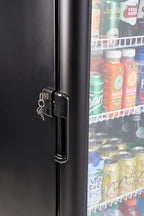 PremiumLevella PRF1557DX Glass Door Display Refrigerator 15.5 cu ft Commercial Beverage Cooler Merchandiser With Customizable Lightbox - Black