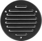 Vent Systems 4 Inch (Inner) Black Metal Soffit Vent Cover - Durable Round Air Vent Grille with Mesh Screen - Weather Resistant Ventilation Grill - Wall & Ceiling, Indoor & Outdoor Crawlspace Vent