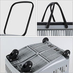 Sandmovie 50 L Large Rolling Shopping Basket, 4 Pcs Plastic Shopping Baskets with Wheels, Portable Basket for Supermarket, Retail (Grey)