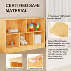 wingyz Montessori Bookshelf Rubber Soild Wood, 5-Section Wooden Storage Cabinet, 2 Shelf Bookcase Toy Storage Organizer, 35.4" L Montessori Shelf for Kids Rooms Classroom Nursery Daycare, Child-Safe
