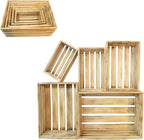 5 Pcs Decorative Wood Crates for Display, 5 Size Large Farmhouse Wooden Basket for Storage Container and Decorations, Rustic Nesting Crates Decor Boxes with Handle