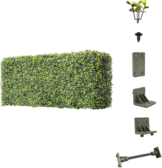 E&K 162" Wx54 Hx12 D Artificial Boxwood Hedge Wall, Artificial Outdoor Privacy Wall for Balcony Backyard Office, Indoor Divider Freestanding Greenery Backdrop
