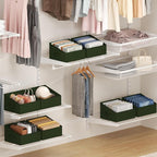 DIMJ Closet Storage Bins 12 Pack - Fabric Storage Baskets for Shelves, Collapsible Clothes Organizer with Handles, Trapezoid Shelf Organization Storage Cubes for Purse, Toys, Books, Towel, Clothes