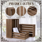 Soaoo 3 Pcs Decorative Nesting Wooden Crates for Storage Display, 3 Sizes Rustic Wood Decorative Storage Crates with Handle Farmhouse Crate Box Container(Stone Gray)