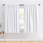 PONY DANCE White Curtains Set- Home Decorative Drapes Light Filter Low Shading Effect for Bedroom & Kitchen Panels Short, 70-inch W x 63-inch L, Pure White, 2 Panels