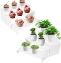 Acrylic Display Risers 2 Sets 3 Tier Cupcake Stand for Dessert Jewelry Pop Figures Shelves Retail Shoe Showcase (White)