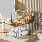 ZHIAI 2 Pack Clear Stackable Cosmetic Organizer, Acrylic Drawer, Plastic Organizer for Dresser, Vanity, Kitchen Cabinet, Pantry, Home Organization and Storage