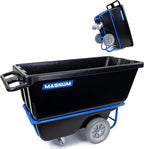 Tilt Truck, 1/2 Cu. Yd. Capacity Dump Cart with Non-Marking 12” Wheels & 5” Casters & Forklift-able Frame for Jobsites, 850 lbs, Trash Cart with Wheels DUC12T-F-NM-02PK (2-Pack)