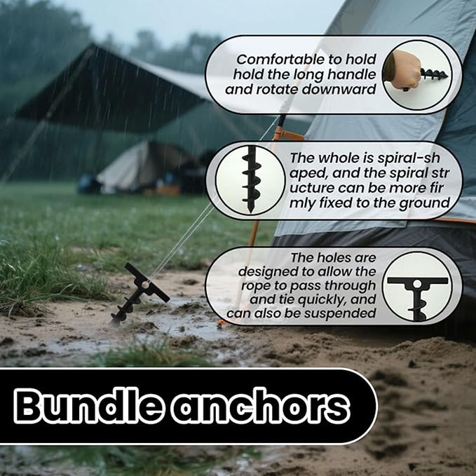 Rustproof Garden Screw Anchors with Spirals Corrosions Ground Stakes for Landscape Backpacking Playgrounds Canopies Greenhouses Screw Stakes