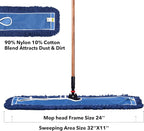 Matthew Cleaning 24'' Industrial Strength Cotton Dust Mop Refill Washable Replacement Heads for Residential & Commercial Use Fit Standard Dust Mop Frames, Hardwood, Laminate, Concrete Floors 12 Pack